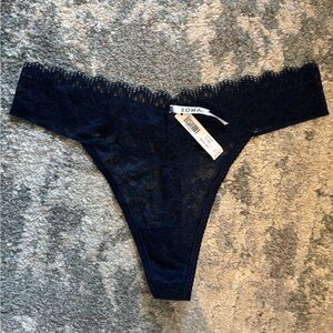 Soma Embraceable Thong Panty, Navy Enchanting Lace Underwear, Size XXL